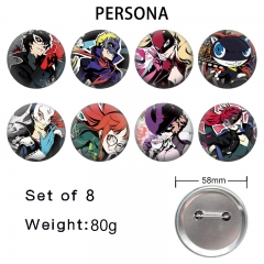 8PCS/SET 58mm Persona Cartoon Pin Anime Tinplate Brooch