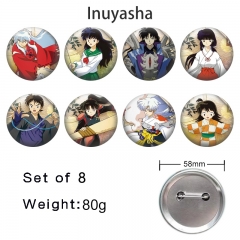 8PCS/SET 58mm Inuyasha Cartoon Pin Anime Tinplate Brooch