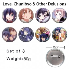 8PCS/SET 58mm Cyuunibyou Demo Koigashitai Cartoon Pin Anime Tinplate Brooch