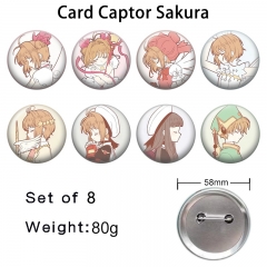 3 Styles 8PCS/SET 58mm Card Captor Sakura Cartoon Pin Anime Tinplate Brooch