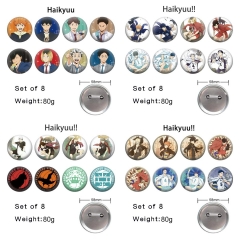 4 Styles 8PCS/SET 58mm Haikyuu Cartoon Pin Anime Tinplate Brooch