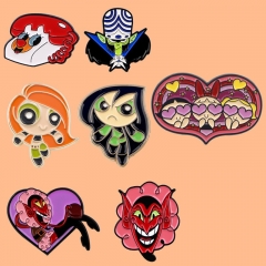 7 Styles The Powerpuff Girls Cartoon Pin Anime Alloy Brooch