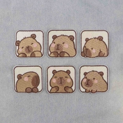 Capybara Cartoon Anime Embroidered Fabric Patch