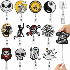 万圣节易拉扣刺绣布贴狂欢夜鳄鱼夹装饰补丁贴幽灵刺绣贴夹扣