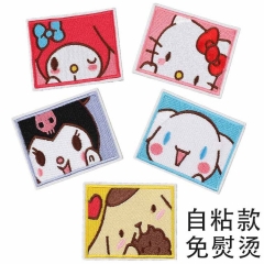 自粘三丽鸥电脑绣花章库洛米补丁美乐蒂kt猫JK裙刺绣布贴卡通