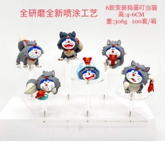 6PCS/SET 4-6CM Doraemon Cartoon Anime PVC Figures