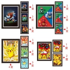 6 Styles Pokemon Cartoon Anime 3D Poster Painting With Frame