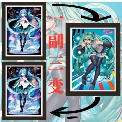 2 Styles Hatsune Miku Cartoon Anime 3D Poster Painting With Frame