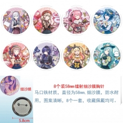 58mm 世界计划3 8款一套圆形镭射细沙膜胸针