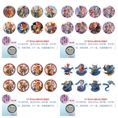 58mm 疯狂动物城4 8款一套圆形镭射细沙膜胸针