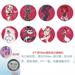 58mm 地狱客栈2 8款一套圆形镭射细沙膜胸针
