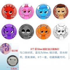 58mm 节奏盒子Sprunki Plush 2 8款一套圆形镭射细沙膜胸针