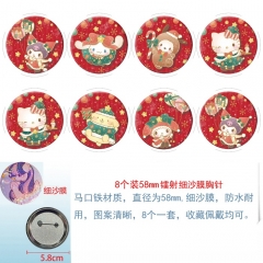 58mm 三立鸥 8款一套圆形镭射细沙膜胸针