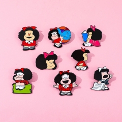 8 Styles Mafalda Cartoon Pin Anime Alloy Brooch