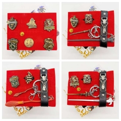 6 Styles Harry Potter Cartoon Anime Keychain Set