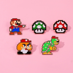 5 Styles Super Mario Bro Cartoon Pin Anime Alloy Brooch
