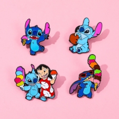 4 Styles Lilo & Stitch Cartoon Pin Anime Alloy Brooch