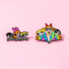 2 Styles The Powerpuff Girls Cartoon Pin Anime Alloy Brooch