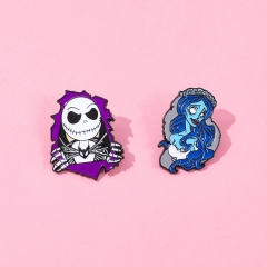2 Styles The Nightmare Before Christmas Cartoon Pin Anime Alloy Brooch