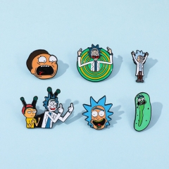 6 Styles Rick and Morty Cartoon Pin Anime Alloy Brooch