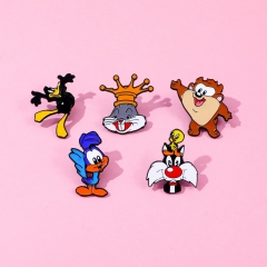 5 Styles Looney Tunes Cartoon Pin Anime Alloy Brooch