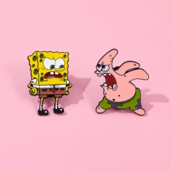 2 Styles SpongeBob SquarePants Cartoon Pin Anime Alloy Brooch