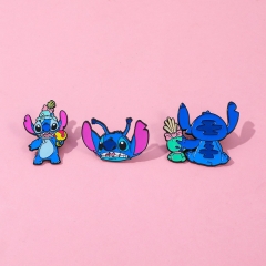 3 Styles Lilo & Stitch Cartoon Pin Anime Alloy Brooch