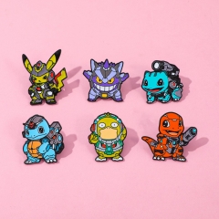 6 Styles Pokemon Cartoon Pin Anime Alloy Brooch