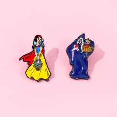 2 Styles Snow White Cartoon Pin Anime Alloy Brooch