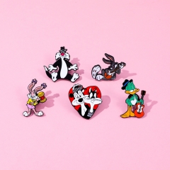 5 Styles Looney Tunes Cartoon Pin Anime Alloy Brooch