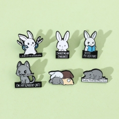 6 Styles Bunny Cartoon Pin Anime Alloy Brooch