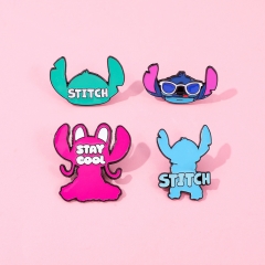 4 Styles Lilo & Stitch Cartoon Pin Anime Alloy Brooch