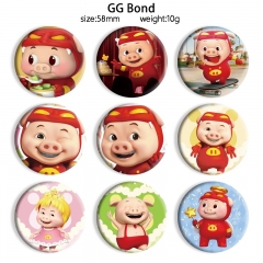 58mm 12 Styles GG Bond Cartoon Pin Anime Tinplate Brooch
