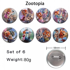 疯狂动物城-2 动漫马口铁徽章胸章(8个一套）58mm