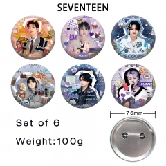 SEVENTEEN-2 动漫马口铁亮膜徽章胸章(75徽章6个一套）