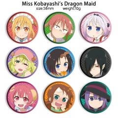 58mm 14 Styles Miss Kobayashi's Dragon Maid Cartoon Pin Anime Tinplate Brooch