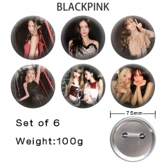 75mm 6PCS/SET K-POP BLACKPINK Cartoon Pin Anime Tinplate Brooch