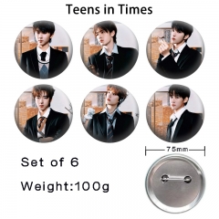 75mm 6PCS/SET Teens in Times Cartoon Pin Anime Tinplate Brooch
