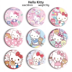 58mm 12 Styles Hello Kitty Cartoon Pin Anime Tinplate Brooch