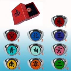(Red Box)10 Styles Naruto Akatsuki Anime Alloy Ring