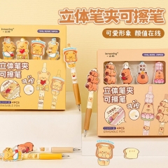 新款热敏立体创意高颜值卡通可爱少女顺滑按动可擦中性笔