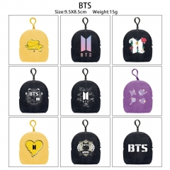 BTS 动漫多彩迷你毛绒小书包零钱包