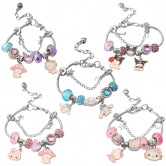 5 Styles Sanrio My Melody Kuromi Cartoon DIY Anime Alloy Bracelets