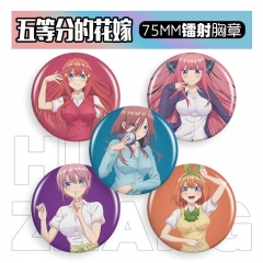 58-75mm 10 Styles The Quintessential Quintuplets Cartoon Pin Anime Tinplate Brooch