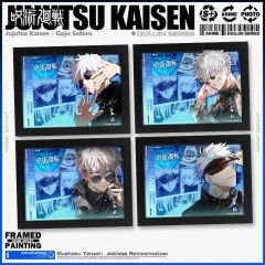 4 Styles Jujutsu Kaisen Cartoon Anime Paper Painting With a Frame