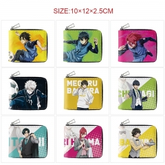 10 Styles Blue Lock Cartoon Zipper PU Purse Anime Shorts Wallet