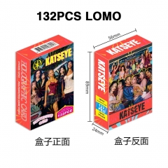 跨境热销132张镭射卡KATSEYE明星收藏卡片小贴纸双面LOMO闪卡盒装