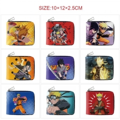 10 Styles Naruto Cartoon Zipper PU Purse Anime Shorts Wallet