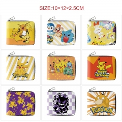10 Styles Pokemon Cartoon Zipper PU Purse Anime Shorts Wallet