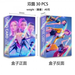 新款30张镭射卡K-POP猎魔女团闪卡卡通全息卡二次元双面LOMO卡